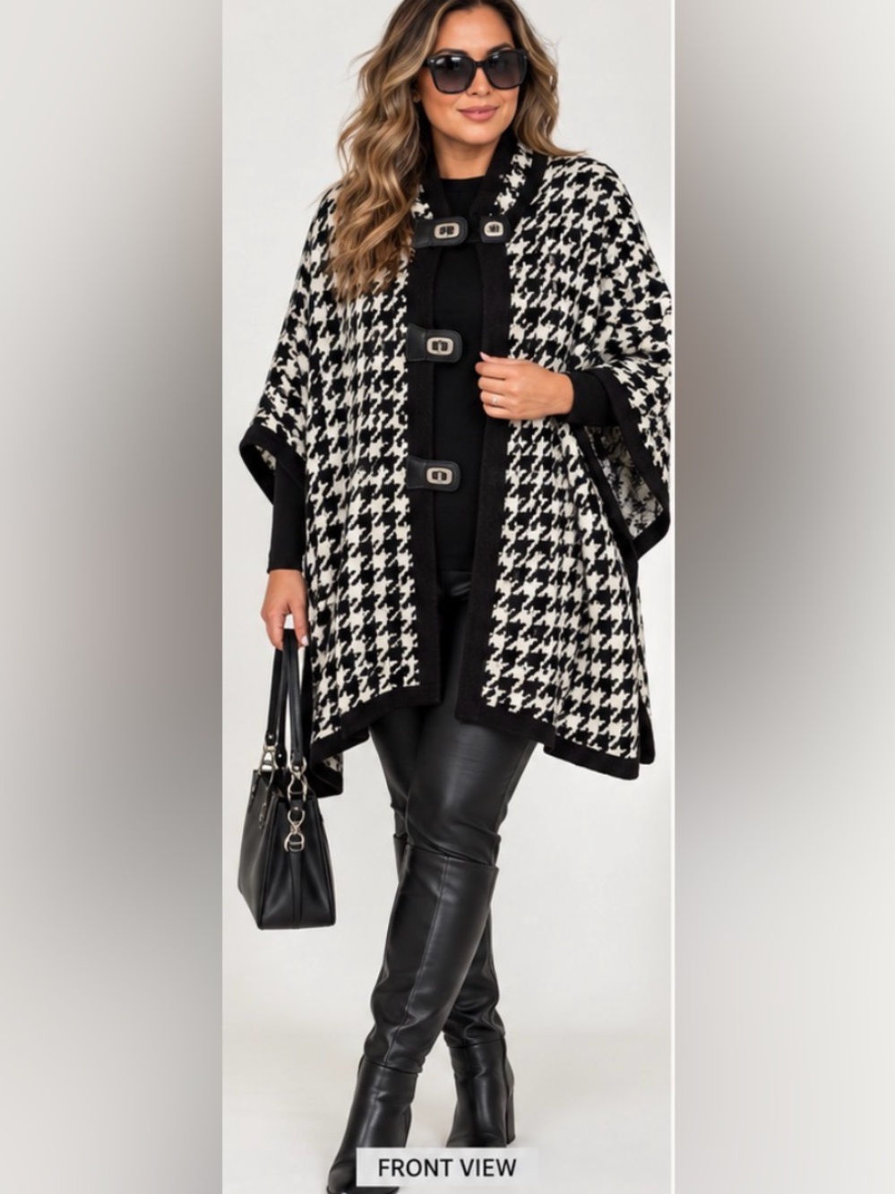 Houndstooth Cape in Black & White Like New
